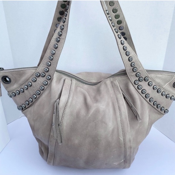 Free People Handbags - Free People Studded Taupe Shoulder Bag 20 x13 x3